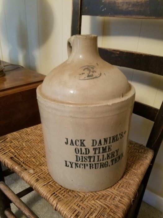 Extremely Rare  2 Gallon Jack Daniels #2 Old Time Distillery Lynchburg, Tennessee Whiskey Jug! Made Circa 1870 - 1875, 12 3/4" H. - Very few made nearly all were one gallon jugs -  The Jack Daniels Distillery was registered as a Distillery in 1866 and is the oldest registered Distillery in the United States.
