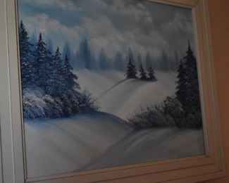 Beautiful Framed Painting of a Snow Scene