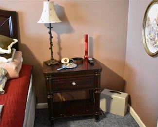 One of 2 Matching Night Stands that also Match the Bed, plus Table Lamp Oval Framed Print,  Locking Cash Box and More!