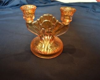 Antique Iris Carnival Glass Candle Holder
