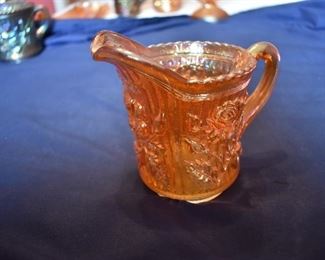 Vintage Imperial Glass Lustre Rose Carnival Glass Creamer Pitcher Marigold