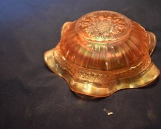 Vintage Carnival Glass Marigold Ruffled Edge Bowl
