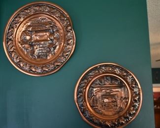 Vintage Copper Plates with Colonial Scenes