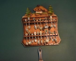 Vintage Souvenir Spoons and Spoon Rack