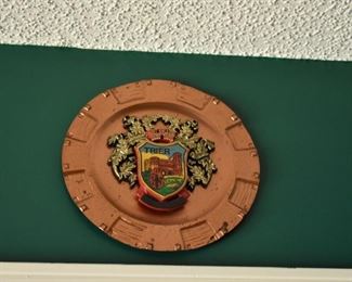 Vintage Copper Plate with Coat of Arms