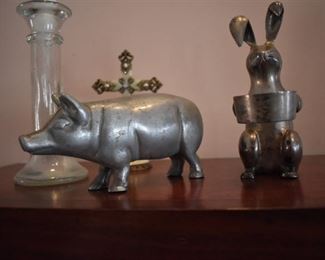 Vintage Sculpted Pig and Rabbit 
