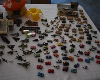 Vintage Toys all  just taken down from the attic . Pictured here also is over 100 micro machines which came from the attic