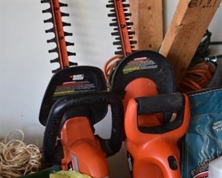 Pair of Black and Decker Hedge Electric Hedge Trimmers