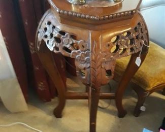 Oriental carved wood plant stand