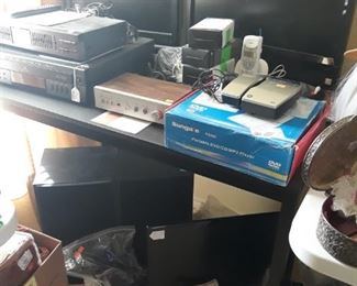 TV's, amplifier, tuner, DVD player, Speakers, Computer monitor, telephones, 3D glasses, and more.