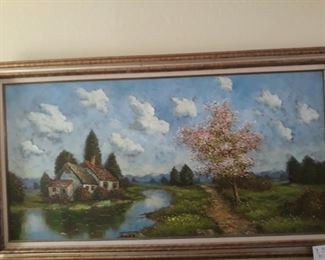 Original Oil Painting (sofa size) by Y. Stone. Bought at a Plano art gallery in the 1980's.