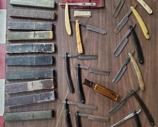 old straight razors and cases