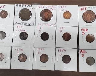 old penny collection including 4 large cents 