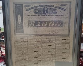 authentic confederate bond, professionally framed