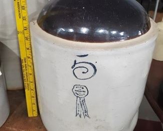 Blue Ribbon Buckeye pottery 5 gallon whiskey jug
