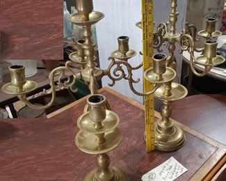 Brass plantation candelabras with servant bells