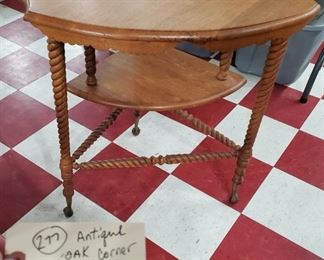 antique barley twist oak corner table