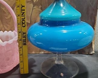 Empoli glass candy jar Italy