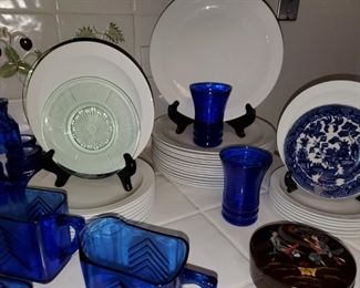 Blue dishes, Corning , Centura, 65 pieces 