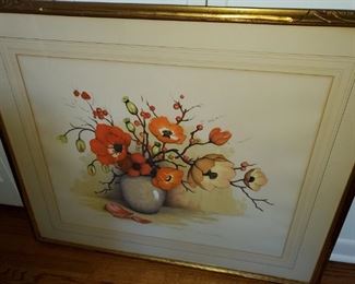 Original etching,  by Bessonnat, "Poppies"