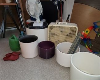 Planters,  pots,  fans 