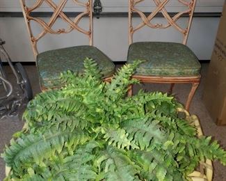 Metal chairs (4 total)  silk floral 