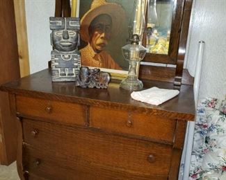 Antique dresser, artwork 