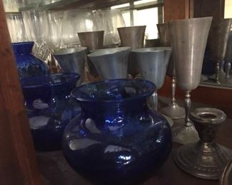 Blue vases.