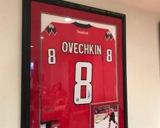 Framed signed Ovechkin jersey.
