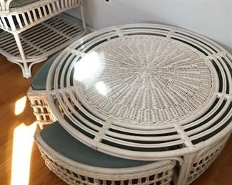 Round table with matching stools.