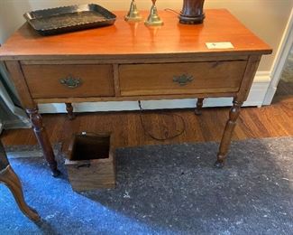 Two drawer antique table $160   22"d x 42"w x 29"h