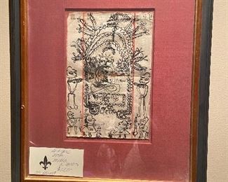 Antique ink drawing from India c. 1800's as found $280