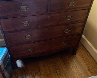 Antique two over three with inlay at top edges chest of drawers one small as found issue $390 18"d x 36.5"w x36.5"h