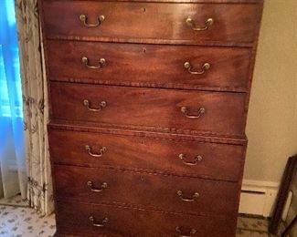 Chippendale Chest on Chest ca 1785 mahogany 2007 appraisal $9500	excellent	69"h x 44"w x 21 1/2"d  $680