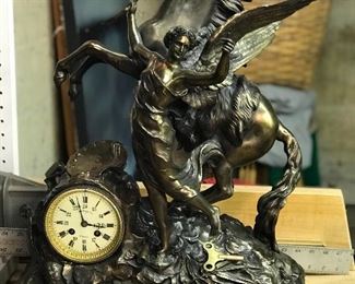 carved winged horse and clock $1200