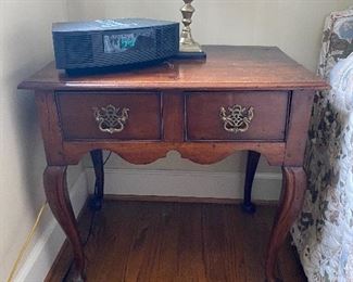 Antique 2 Drawer Side Table $440.    Bose and lamp not for sale. 