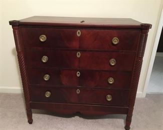 4 draw mahogany chest with key