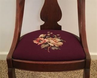 antique chair with needlepoint seat