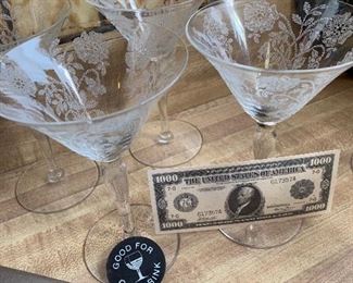 Vintage Etched Wine