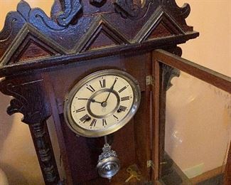 Antique Ansonia 8 Day, Hand Carved Mahogany Clock