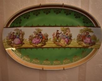Antique Oval Plate with Colonial Couples