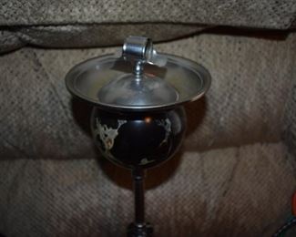 Fabulous and Rare - Art Deco Cigar Ashtray has roll around base and spring loaded top  with Cigar Holder - Chrome and Marble