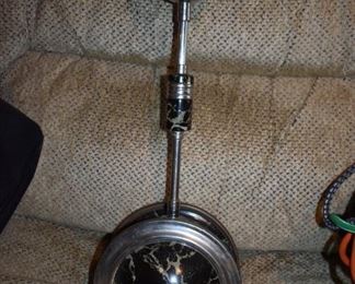 Fabulous and Rare - Art Deco Cigar Ashtray has roll around base and spring loaded top  with Cigar Holder - Chrome and Marble