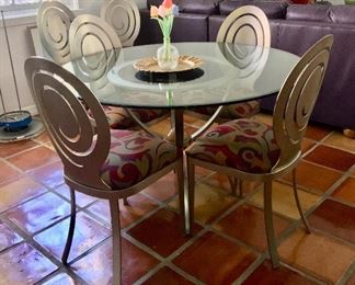Ethan Allen Post Modern Radius Table and 4 Chairs