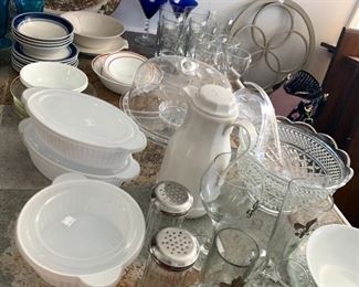 This is a very weird angle that I assume I decided looked "artsy" or something,  but anyway, those dishes with the lids are really useful, but I think the star of this show is that plastic cake plate with dome, because if you're anything like me, a glass cake plate is not safe in your house so this looks stylish and safe!