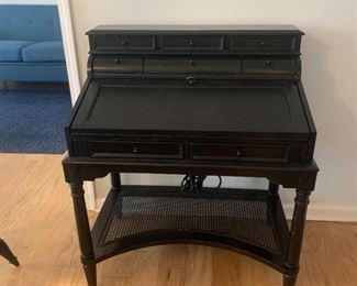 And here we see Secretary #2 in our "Secretaries through the ages" tour.  This one is a modern reproduction of a Campaign style desk by way of the British Colonies. So that's a lot going on there.  But all of it's good so that's something.