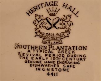 BEAUTIFUL HERITAGE HALL ENGLAND IRONSTONE SERVICE FOR 8 IN "SOUTHERN PLANTATION" PATTERN