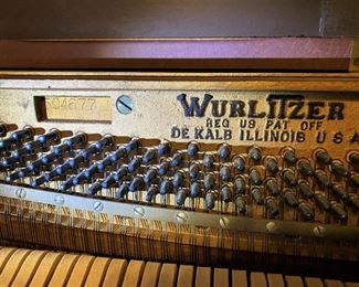 GORGEOUS WURLITZER PIANO WITH VINYL COVERING.