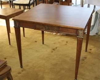 square writing desk - single drawer on each side could be used as game table made by Baker Furniture Co. 33 3/4" by 33 3/4" - asking  $395.00 