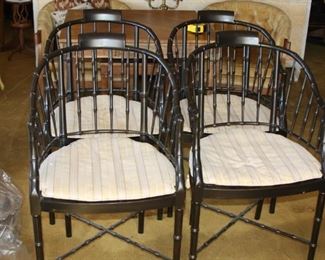 Set of four Baker Furniture Faux Bamboo Ebony chairs - asking $695.00